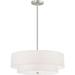 20 in. Everly 4 Light Incandescent 2 Tier Pendant Satin Chrome with White Shade