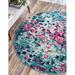 Rugs.com Sevilla Collection Rug â€“ 8 Ft Round Blue Medium Rug Perfect For Kitchens Dining Rooms