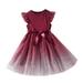 Fattazi Kids Toddler Children Baby Girls Bowknot Ruffle Short Sleeve Tulle Birthday Dresses Patchwork Party Dress Princess Dress Outfits Clothes