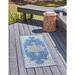 Rugs.com Outdoor Traditional Collection Rug â€“ 6 Ft Runner Blue Flatweave Rug Perfect For Hallways Entryways