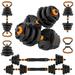ARVAKOR Adjustable Weight Dumbbell Set - 4 in 1 Free Weight Set with Connector - Dumbbells Barbells Kettlebells Push-Up Bars for Full Body Workout and Muscle Toning