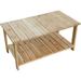 Outdoor Coffee Table Natural Wood Patio Furniture With 2-Shelf Storage Organizer