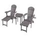 Oceanic Collection Adirondack Chaise Lounge Chair Foldable cup and glass holder built in ottoman Set of 2 Lounge chairs and 1 end table