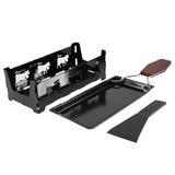 Raclette Grilling Set Black Portable Non Stick Cheese Raclette Rotaster Baking Tray Stove with Wodd Handle Grilling Tool