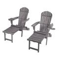 Oceanic Collection Adirondack Chaise Lounge Chair Foldable cup and glass holder built in ottoman Set of 2