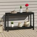 Dextrus 48in Wood Outdoor Console Table with Storage Shelves Side End Table for Living Room Entrance Hallway Entryway - Black