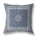 16 in. Holy Floral Indoor & Outdoor Throw Pillow Indigo & White