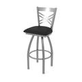 36 in. Catalina Swivel Outdoor Bar Stool with Breeze Black Seat Stainless Steel