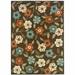 5 x 8 ft. Brown Floral Stain Resistant Indoor & Outdoor Rectangle Area Rug - Brown and Ivory - 5 x 8 ft.