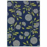 6 x 9 ft. Indigo & Lime Green Floral Indoor or Outdoor Area Rug - Blue - 6 x 9 ft.