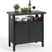 DWVO Outdoor Garden Patio Wicker Storage Cabinet with with 2 Doors and Shelves Wicker Bar Table Rattan Counter Table Deck Box - Black
