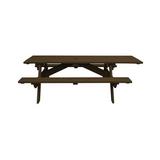 30 x 94 x 66 in. Dark Brown Solid Wood Outdoor Picnic Table with Umbrella Hole