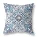 16 in. Floral Boho Indoor Outdoor Zippered Throw Pillow Light Blue & Gray