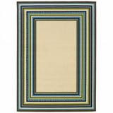4 x 6 ft. Ivory Mediterranean Blue & Lime Border Indoor & Outdoor Area Rug - Ivory - 4 x 6 ft.