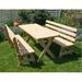 Creekvine Designs Cedar 27 in. Wide 8 ft. Cross Legged Picnic Table with -4- 4 ft. Backed Benches