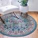 Rugs.com Rabia Collection Rug â€“ 7 10 Round Blue Low Rug Perfect For Kitchens Dining Rooms