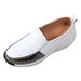 PMUYBHF White Tennis Shoes Women Leather Spring and Autumn Women s Shoes Slip on Lazy Shoes Non Slip Cow Rib Soft Sole Casual Fashion Shoes