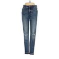 Madewell Jeggings - High Rise Skinny Leg Boyfriend: Blue Bottoms - Women's Size 26 - Distressed Wash