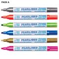 Pearlised Porcelain Paint Pens (Colour Pack A) Art Supplies, Art Materials 6 assorted pearlised colours per pack