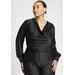 Plus Size Women's Draped Satin Cowl Neck Blouse by ELOQUII in Black Onyx (Size 14)