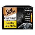 Sheba Fine Flakes Poultry Selection In Jelly Cat Food Pouches 12 x 85g