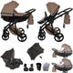 Junama Diamond Basic V3 2in1 3in1 4in1 Baby Pram Pushchair Car Seat ISOFIX + Umbrella Exclusive Prams (3in1, Brown-Black 04)