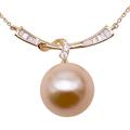 JYX Pearl 14K Gold Necklace AAA Quality Genuine 11.5mm Golden Round South Sea Cultured Pearl Pendant Necklace for Women 18"