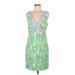 Lilly Pulitzer Casual Dress - Sheath Plunge Sleeveless: Green Print Dresses - Women's Size 8