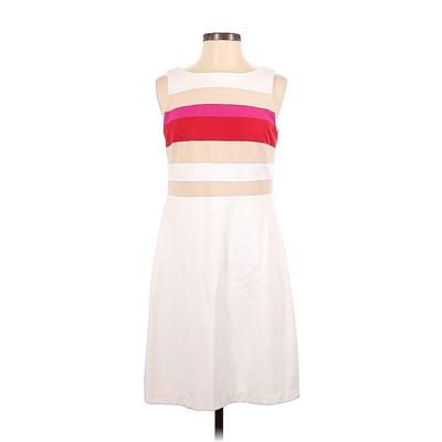 White House Black Market Casual Dress - A-Line High Neck Sleeveless: White Stripes Dresses - Women's Size 4