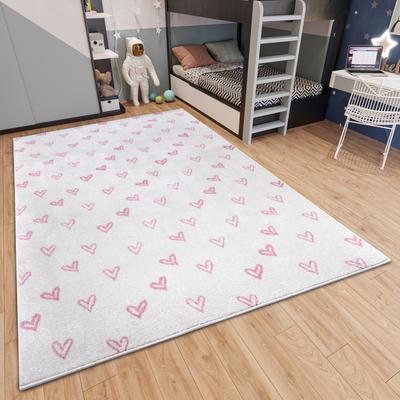 Kinderteppich HANSE HOME "Adventures Hearts", rosa (creme,rosa), B:160cm H:7mm L:235cm, Polypropylen, Teppiche, Spielteppich, fest, Kinderzimmer, Kurzflor, Spielunterlage Image