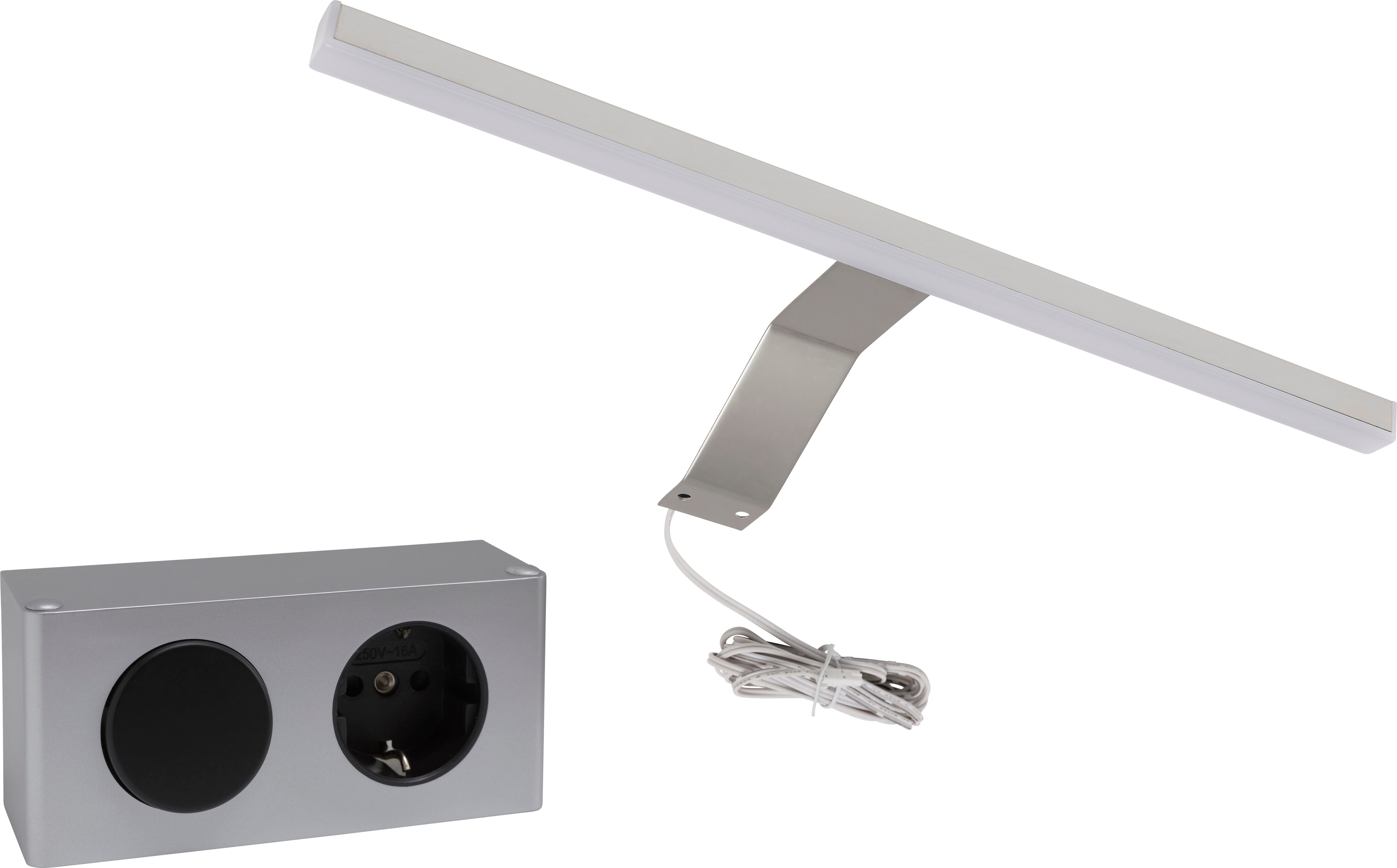 Aufbauleuchte WELLTIME "Lucio", silber, B:34cm H:4cm T:18,5cm, Leuchten, Spiegelschrank Aufsatzleuchte