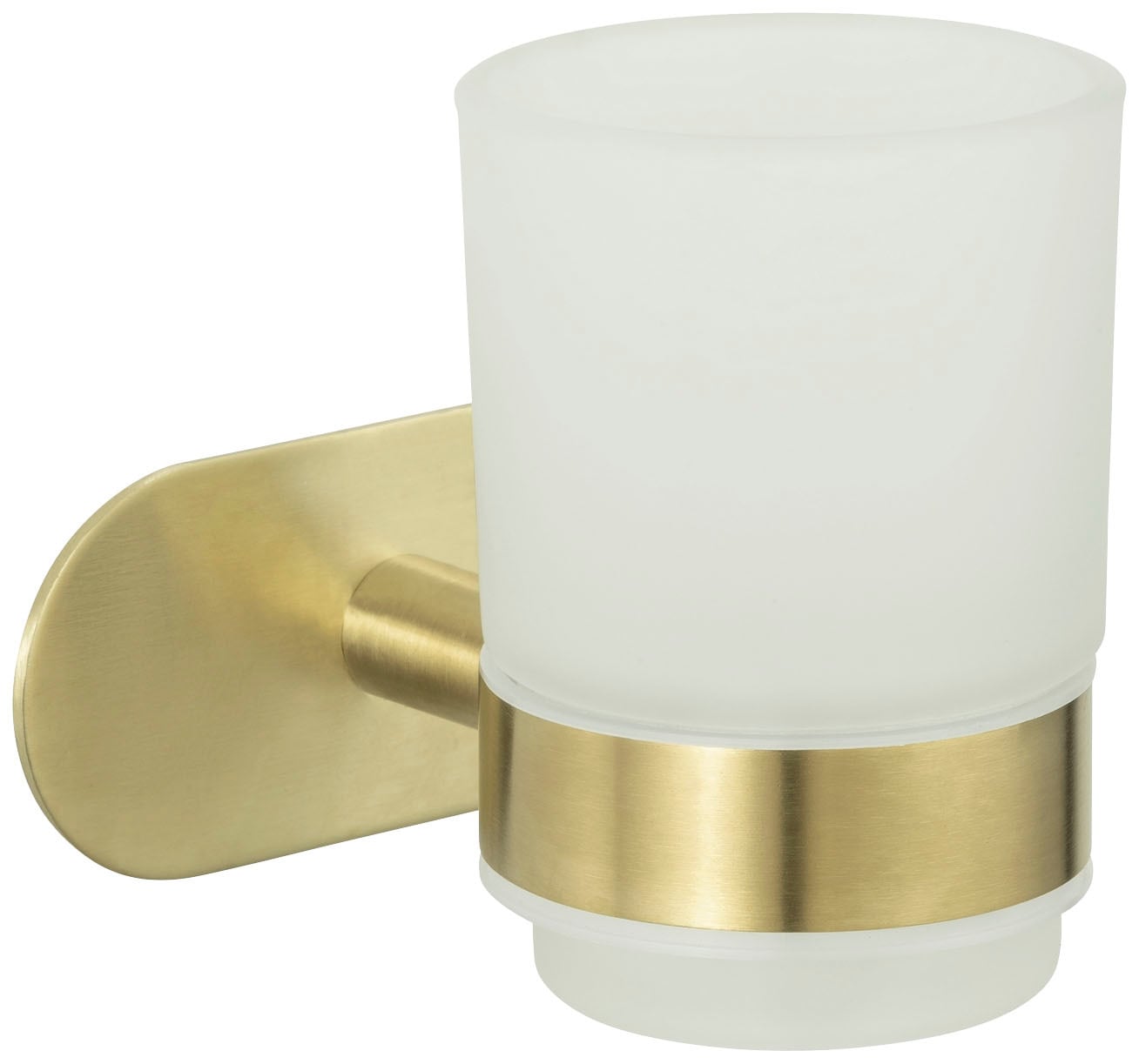 Zahnputzbecher WENKO "Turbo-Loc Uno Orea", gold, B:10cm H:9,5cm L:10cm, Edelstahl, Glas, Zahnputzbecher, Befestigen ohne Bohren