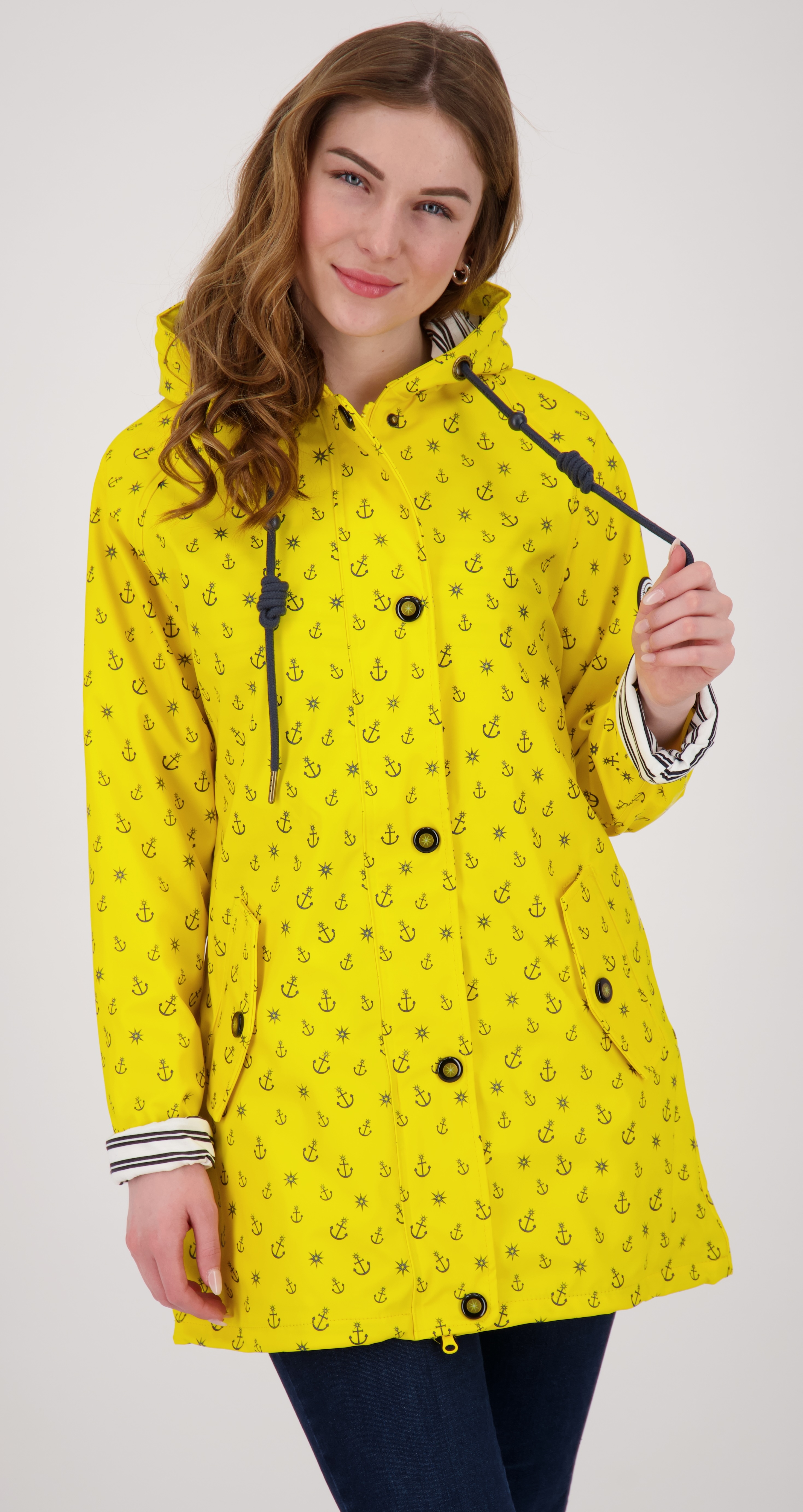 Regenjacke ANKERGLUT "Friesennerz ANKERGLUTZAUBER", Damen, Gr. 34 (XS), gelb, Obermaterial: 100% Polyurethan; Futter: 100% Polyester, Casual, figurumspielend, gerader Abschluss mit Druckknopf, Jacken, auch in Großen Größen erhältlich Image