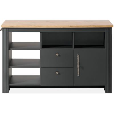 Unterschrank KOCHSTATION "KS-Westminster", grau (grau dunkel), B:150cm H:92cm T:68cm, Schränke, Kücheninsel frei im Raum stellbar, Breite 150 cm Image