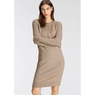 Strickkleid TAMARIS, Damen, Gr. 44, N-Gr, beige (sand melange), Strick, Obermaterial: 50% Viskose, 28% Polyester, 22% Polyamid, feminin, figurbetont ca. Mitte Oberschenkel, Rundhals, Langarm Raglanärmel Strickbündchen, Kleider, bis Mitte des... Image