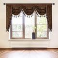 ELKCA Thick Chenille Window Curtains Valance for Living Room Chocolate Waterfall Valance for Bedroom,1 Panel (Chocolate, W89)
