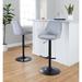 LumiSource Diana Contemporary Adjustable Barstool w/ Swivel In Black & Grey Corduroy w/ Rounded T Footrest - Set Of 2 Upholstered/ | Wayfair