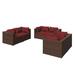 Latitude Run® Eshu Rattan Wicker 6 - Person Seating Group w/ Cushions in Red | Outdoor Furniture | Wayfair F36CAE343E6C43A08E50989ACD9F33FF