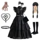 Costume de mercredi Addams pour filles vêtements noirs éducatifs pour enfants carnaval Pâques