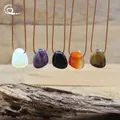 Collier pendentif pépite en pierre naturelle, cristal de guérison, Lapis, améthyste, œil de tigre, Aventurine, Quartz Rose, opale, bijoux à breloques QC3360