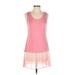 LOGO by Lori Goldstein Casual Dress - A-Line Scoop Neck Sleeveless: Pink Color Block Dresses - Women's Size Small