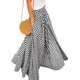 Jupe trapèze longue drapée patchwork pour femme jupe maxi pour femme streetwear attrayant