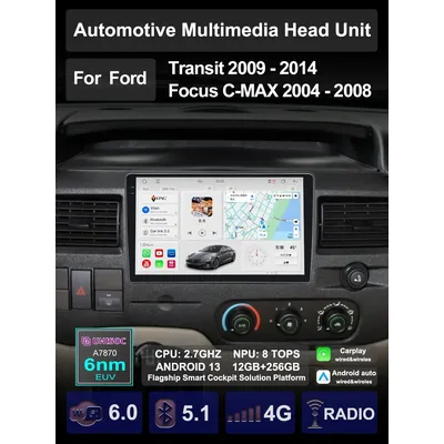 Pour FORD ATIC 2009-2014 Focus C-MAX Limitation De Voiture Carplay Android Auto GPS Navigation Radio