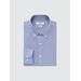 Men's Easy Care Checked Stretch Slim-Fit Long-Sleeve Shirt with Shape-Retaining | Blue | Small | UNIQLO US