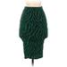 Bar III Casual Midi Skirt Calf Length: Green Zebra Print Bottoms - Women's Size 2X-Small