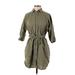 Uniqlo Casual Dress - Shirtdress Collared 3/4 sleeves: Green Print Dresses - Women's Size X-Small