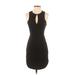 Windsor Cocktail Dress - Bodycon Keyhole Sleeveless: Black Print Dresses - Women's Size Small