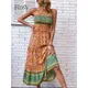 New In Floral Boho Dresses for Woman 2023 Viscose Summer Long Sundress Elegant Shirring Cami Dress