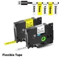 1pcs Compatible for Brother TZe-FX231 FX131 FX631 Flexible ID Cable Black on White Label Tapes for