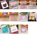 100pcs 10x10cm Love Cute Plastic Transparent Cellophane Candy Cookie Gift Bag for Biscuit Snack